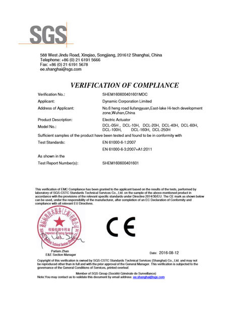 China Dynamic Corporation Limited Certificações